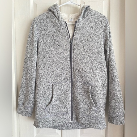 Old Navy 16 PLUS Full Zip Jacket Hoodie Sherpa Lined Sweater Knit GREY - Picture 7 of 9